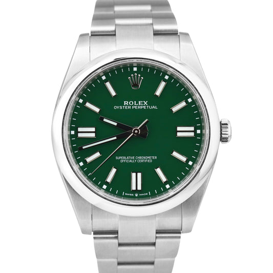 NEW 2023 PAPERS Rolex Oyster Perpetual 41 GREEN Stainless Steel 41mm 124300 BOX