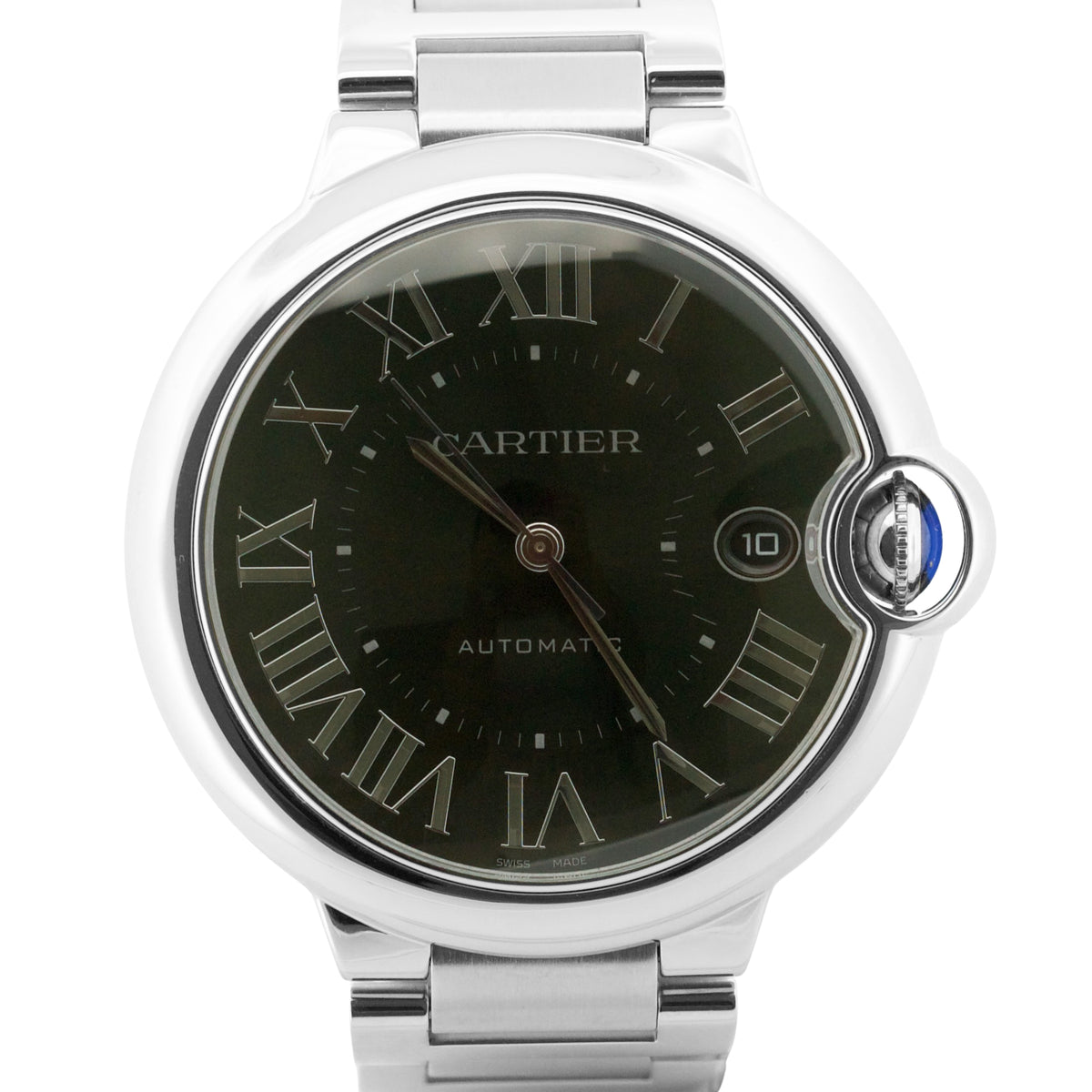 Cartier Ballon Bleu 4345 WSBB0071 Green Roman Stainless Steel 40mm Papers