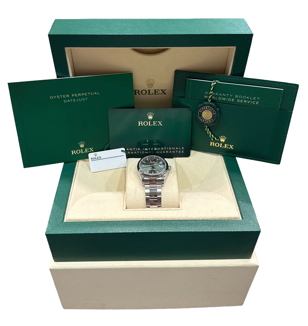 2022 Rolex DateJust 278240 Mint Green Stainless Steel Oyster 31mm Box Papers