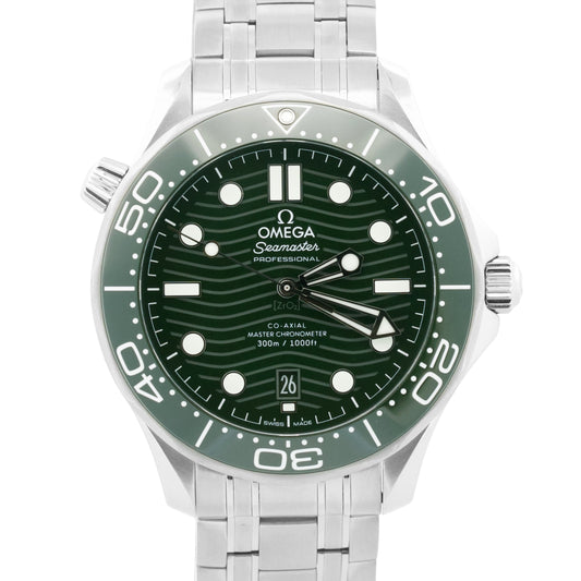2022 PAPERS Omega Seamaster GREEN WAVE Steel Date 42mm 210.32.42.20.10.001 BOX