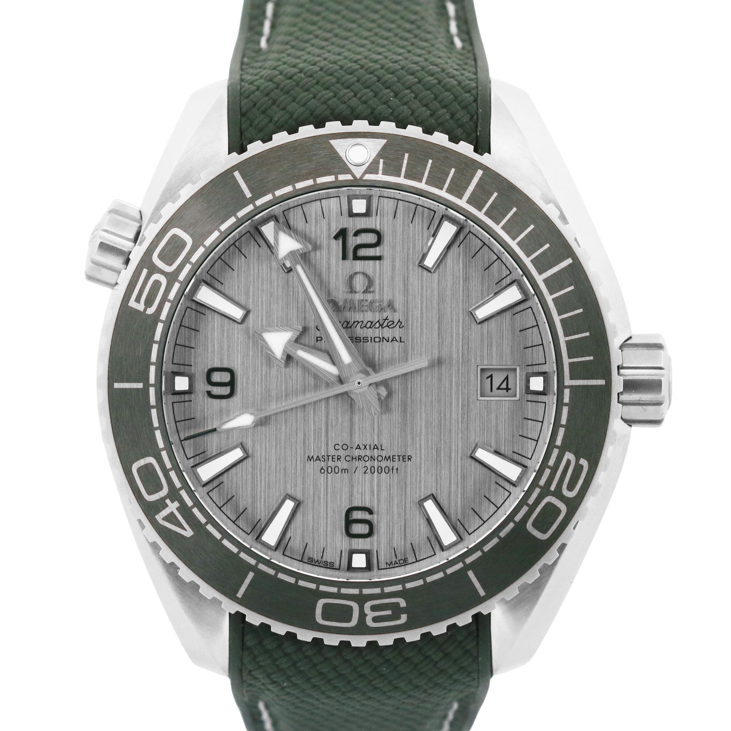 NEW PAPERS Omega Seamaster Planet Ocean 600M Steel GREEN 215.32.44.21.06.001 BOX