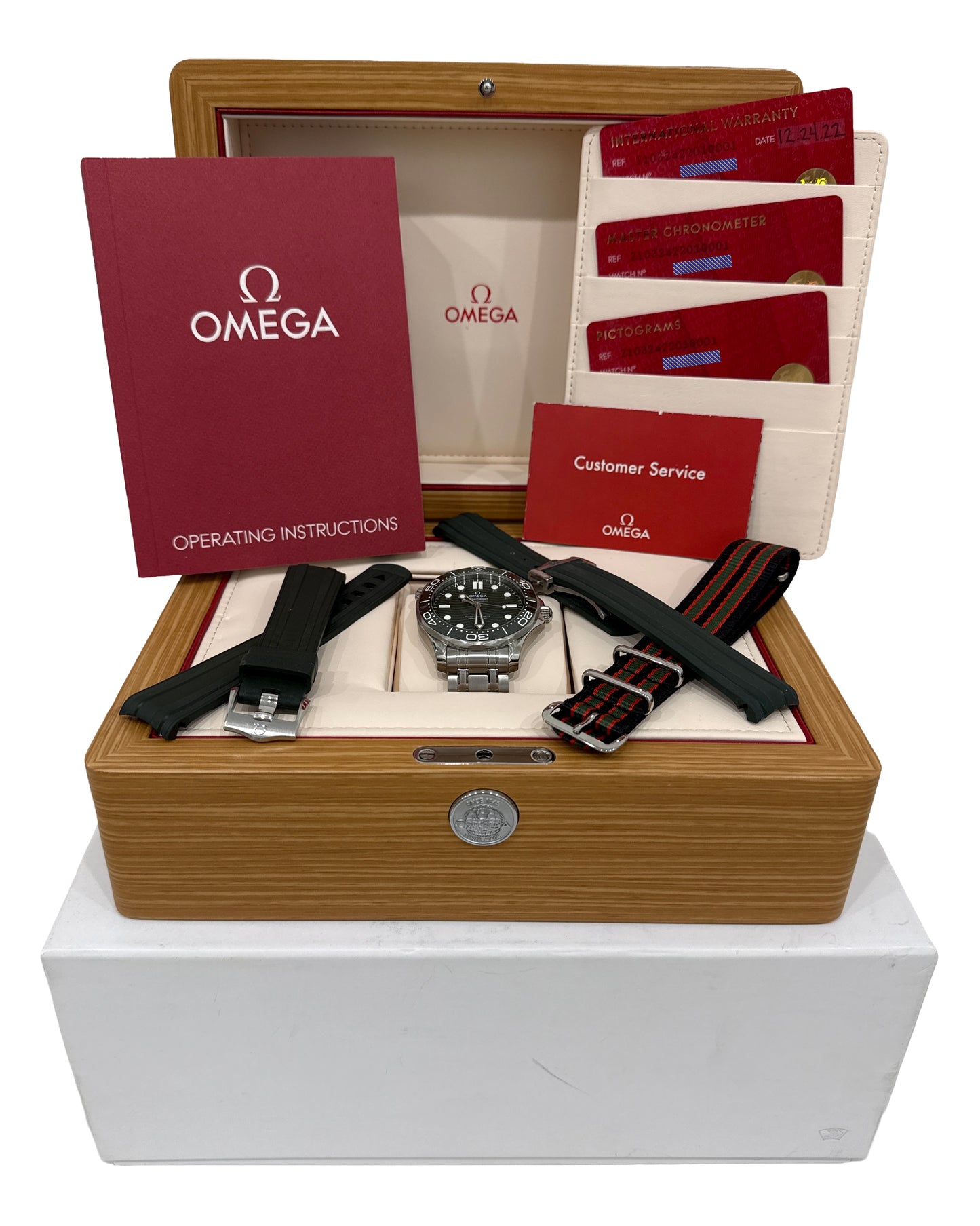 2022 PAPERS Omega Seamaster GREEN WAVE Steel Date 42mm 210.32.42.20.10.001 BOX