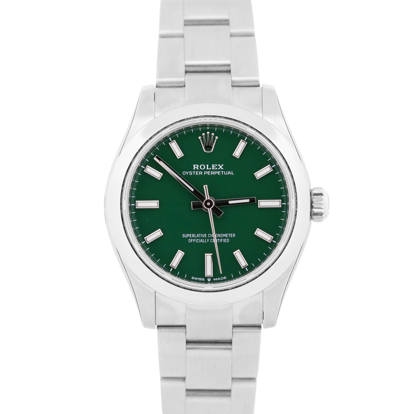 BRAND NEW 2024 PAPERS Rolex Oyster Perpetual GREEN Steel 31mm 277200 Watch BOX