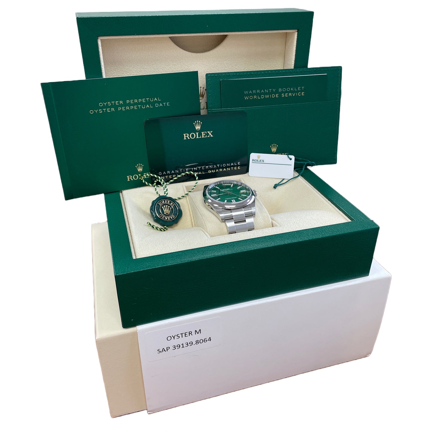 NEW 2023 PAPERS Rolex Oyster Perpetual 41 GREEN Stainless Steel 41mm 124300 BOX