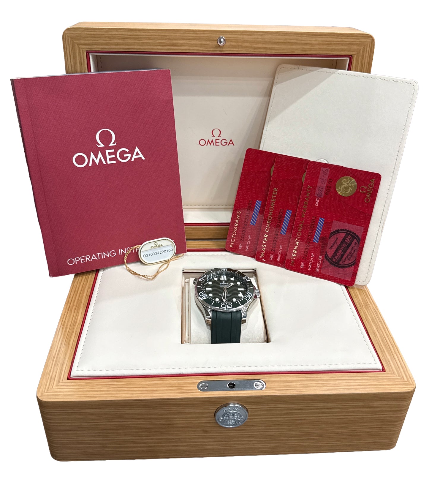 2022 PAPERS Omega Seamaster GREEN WAVE Steel Date 42mm 210.32.42.20.10.001 BOX
