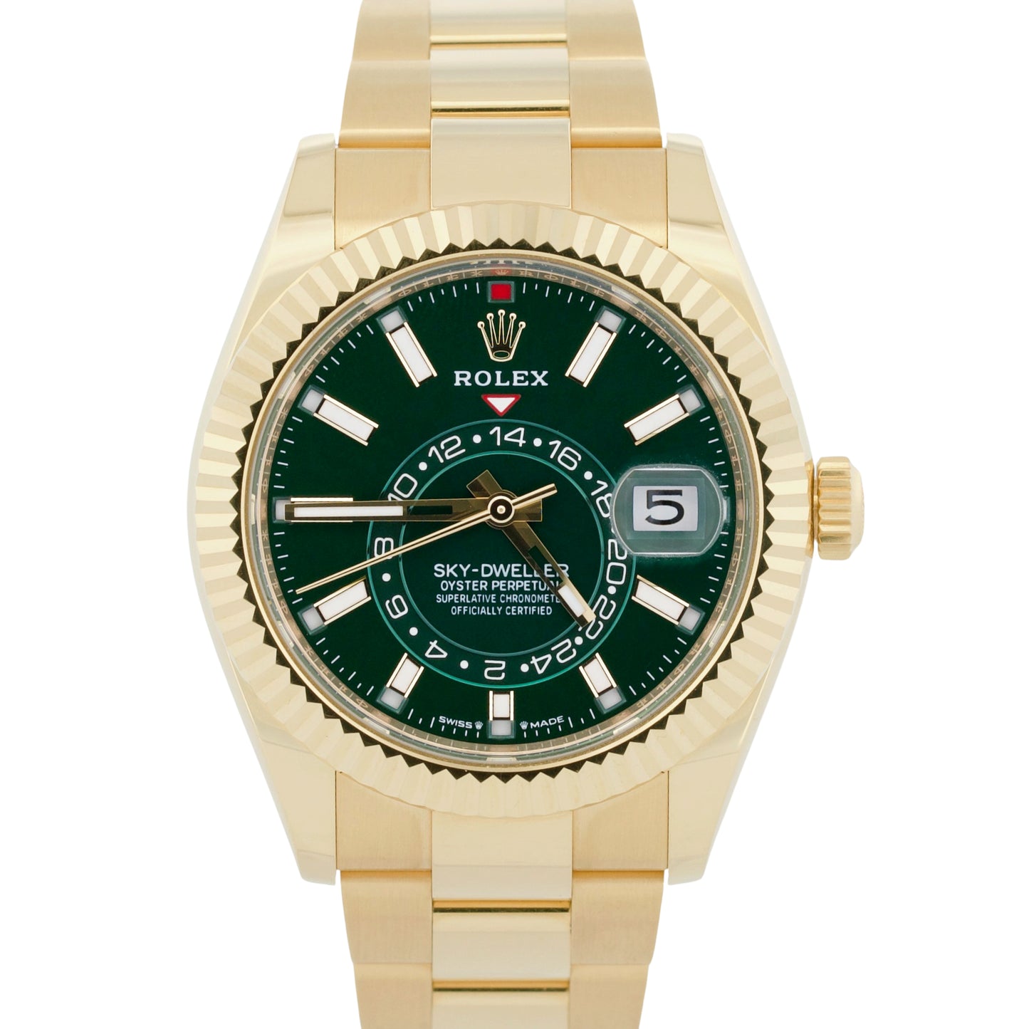 2025 PAPERS Rolex Sky-Dweller GREEN 18K Yellow Gold 42mm OYSTER Watch 336938 BOX