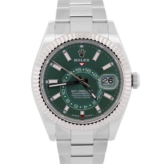 2026 PAPERS Rolex Sky-Dweller MINT GREEN 42mm OYSTER 18K Steel 336934 Watch BOX