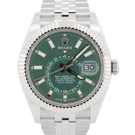 2026 Rolex Sky-Dweller 336934 Mint Green 42mm Jubilee 18K Steel Box Papers