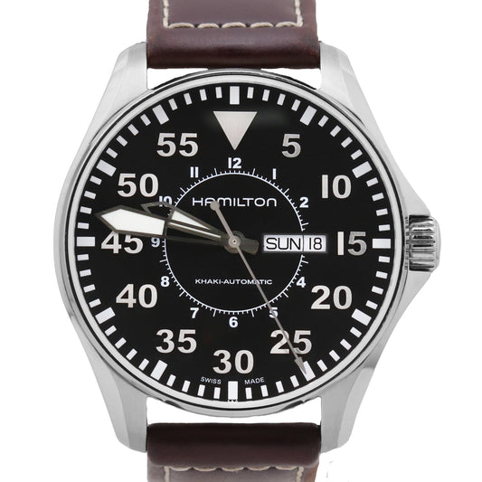 Hamilton Khaki Aviation Pilot Day Date Automatic Steel Black 46mm H647150 Watch