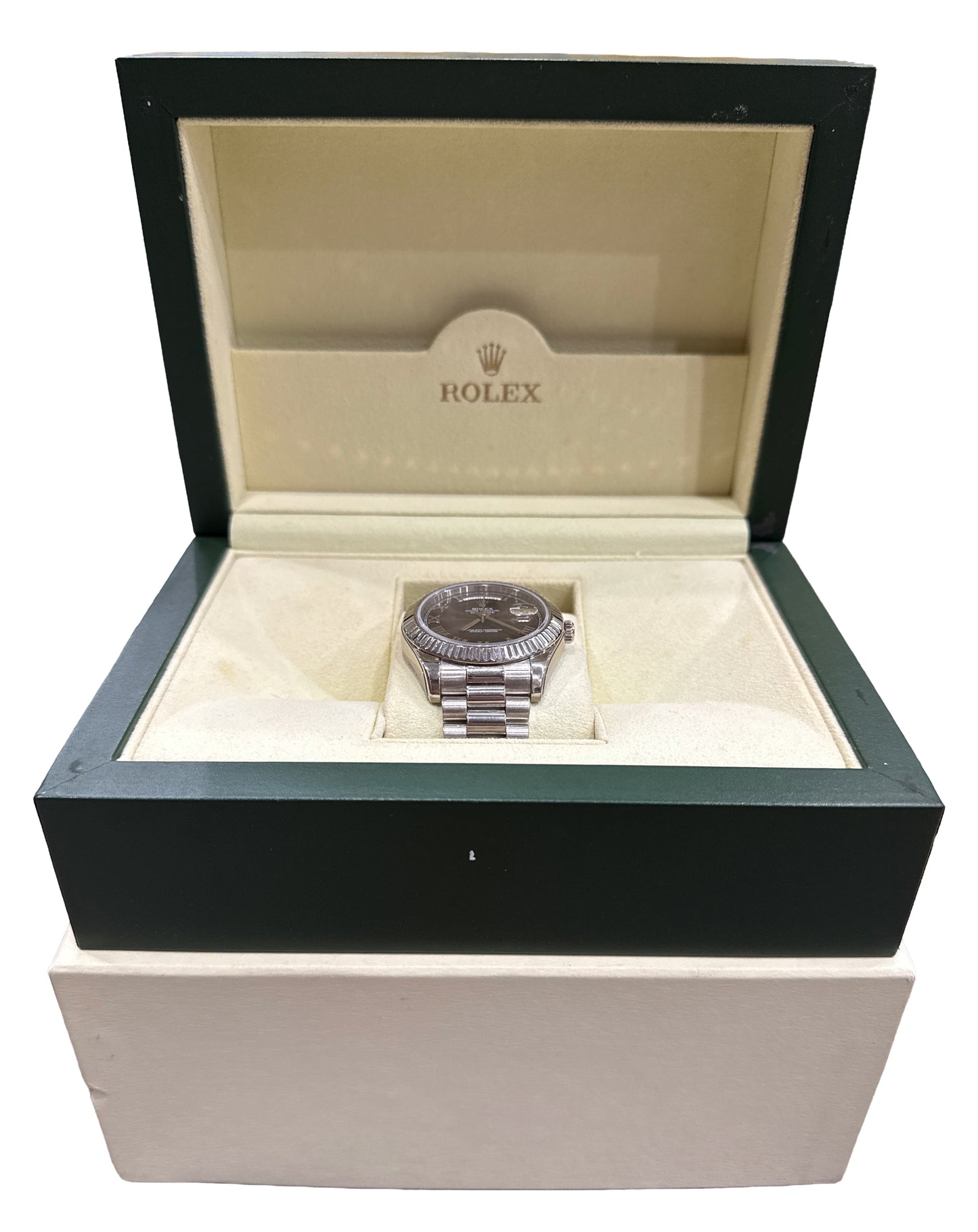 Rolex Day-Date II Presidential Brown HAVANA ROMAN 18K Gold 41mm 218239 BOX