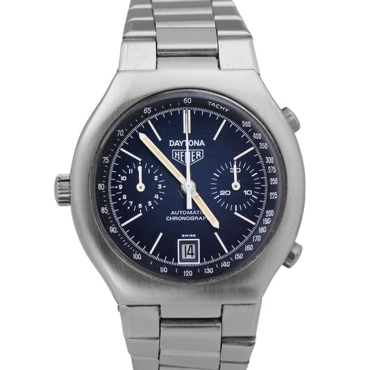 VINTAGE 70's Heuer Daytona Chronograph BLUE R110.203B 39mm Steel Automatic Watch