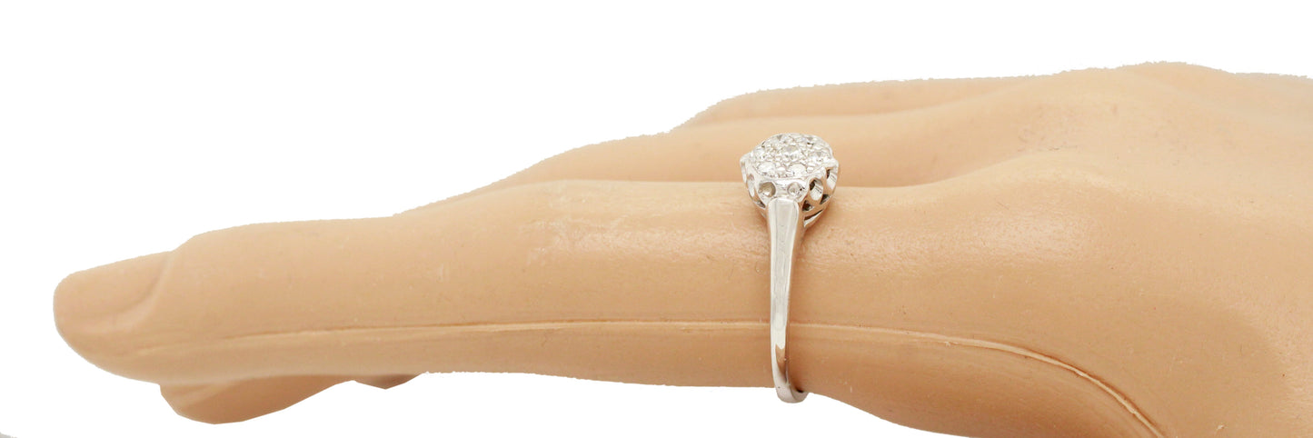 Antique Art Deco 0.30ctw Cluster Hexagon Style Diamond Ring - 14k White Gold