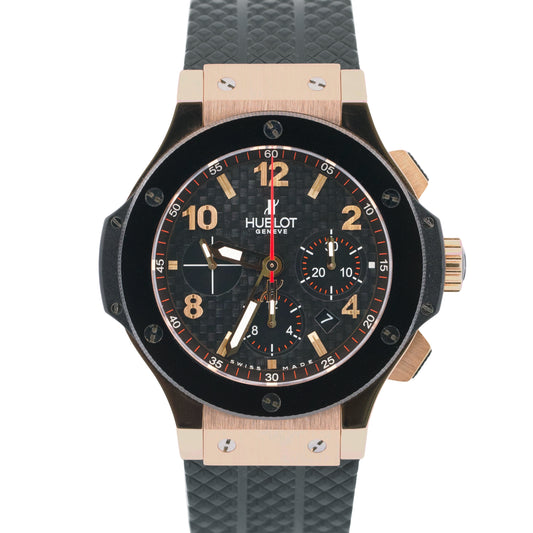 Hublot Big Bang Black 301.PB.131.RX Black 18K Rose Gold CARBON Rubber 44mm Watch
