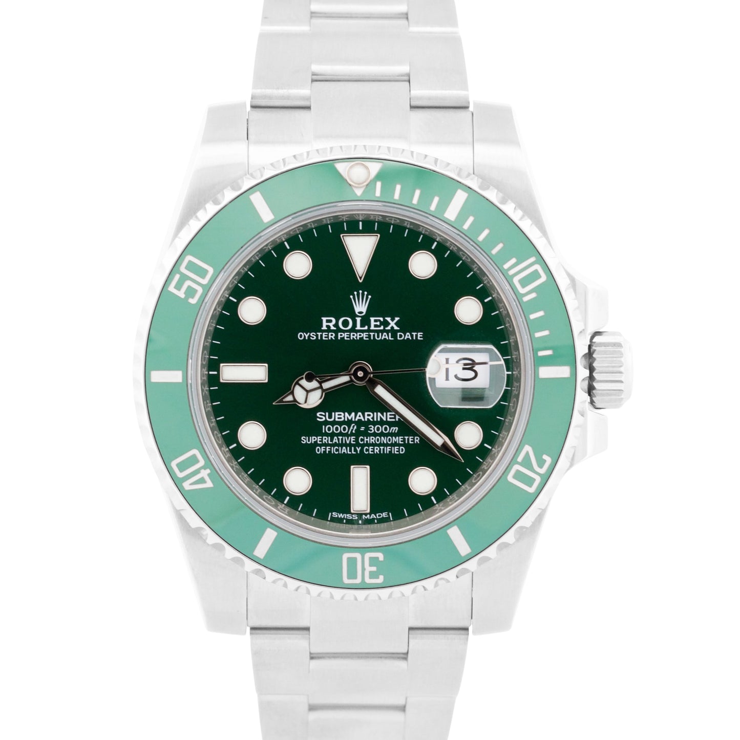 2017 PAPERS Rolex Submariner HULK Ceramic Steel Green 40mm 116610 LV Watch BOX