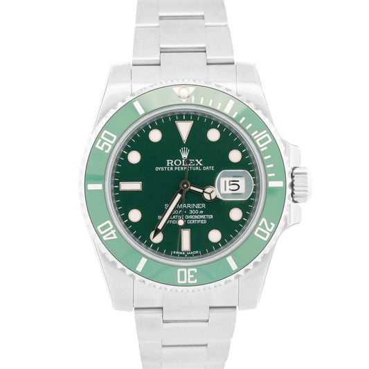 NOS STICKERED PAPERS Rolex Submariner Date HULK Green Steel 40mm 116610 LV BOX