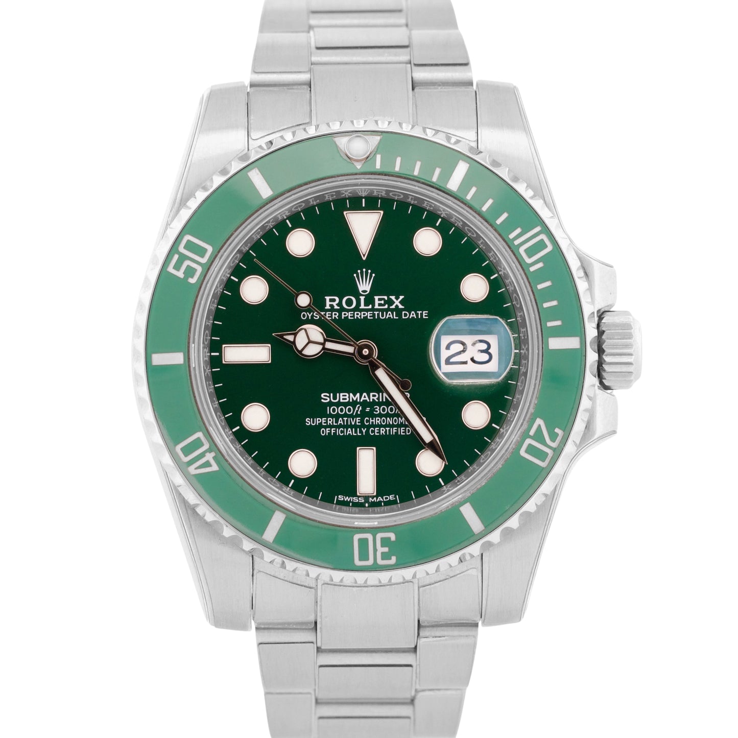 Rolex Submariner Date HULK Green 40mm Watch Ceramic Stainless Steel 116610 LV