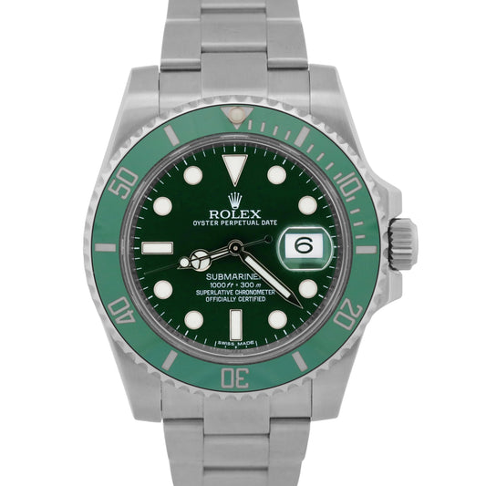 2014 PAPERS Rolex Submariner Date HULK Ceramic GREEN Steel 40mm 116610 LV BOX