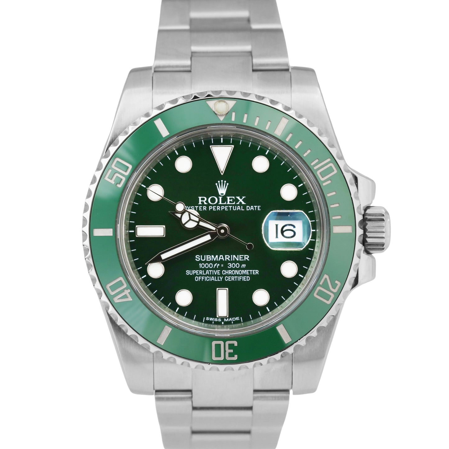 MINT Rolex Submariner Date HULK Green Ceramic Stainless Steel 40mm 116610 LV