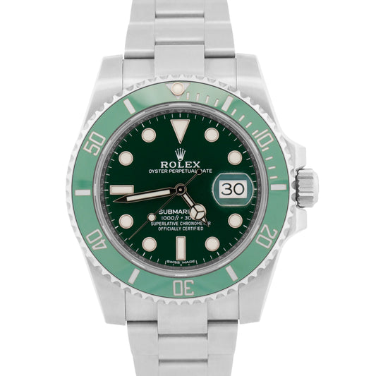 Unpolished 2019 Rolex Submariner Date 116610 LV Hulk Green Steel 40mm Box Papers