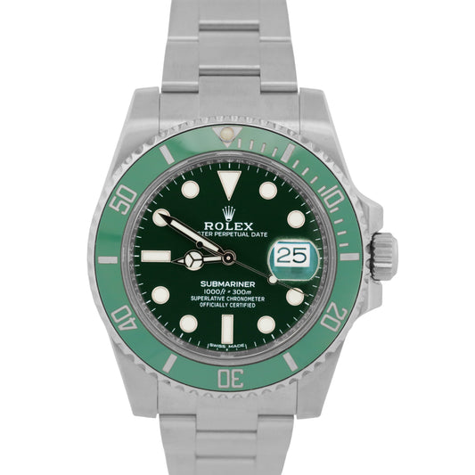 Rolex Submariner Date HULK Green 40mm Ceramic Stainless Steel 116610 LV Watch