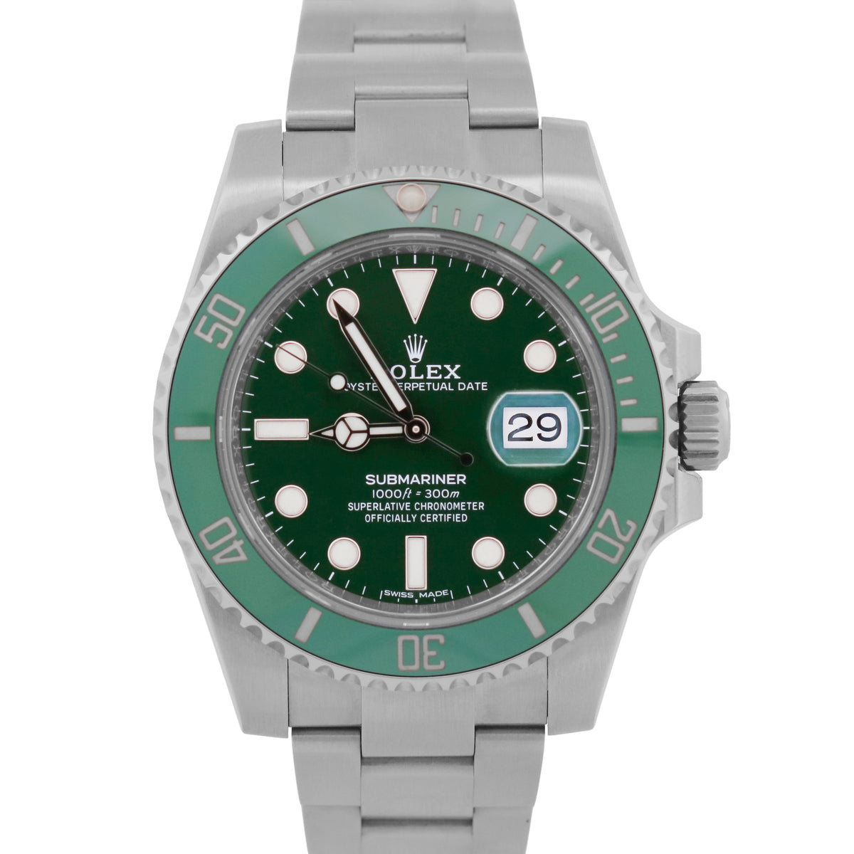 2020 NFC Rolex Submariner 116610 LV Hulk Ceramic Green Steel 40mm Box Papers