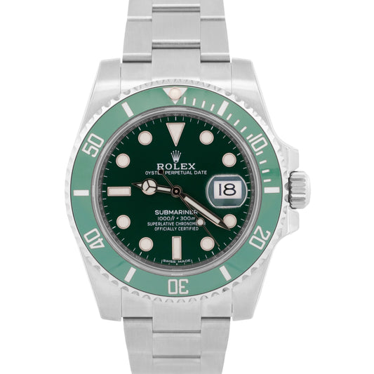 NOS STICKERED 2018 PAPERS Rolex Submariner HULK Steel Green 40mm 116610 LV BOX