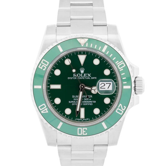 2014 PAPERS Rolex Submariner HULK Ceramic Steel Green 40mm 116610 LV Watch BOX