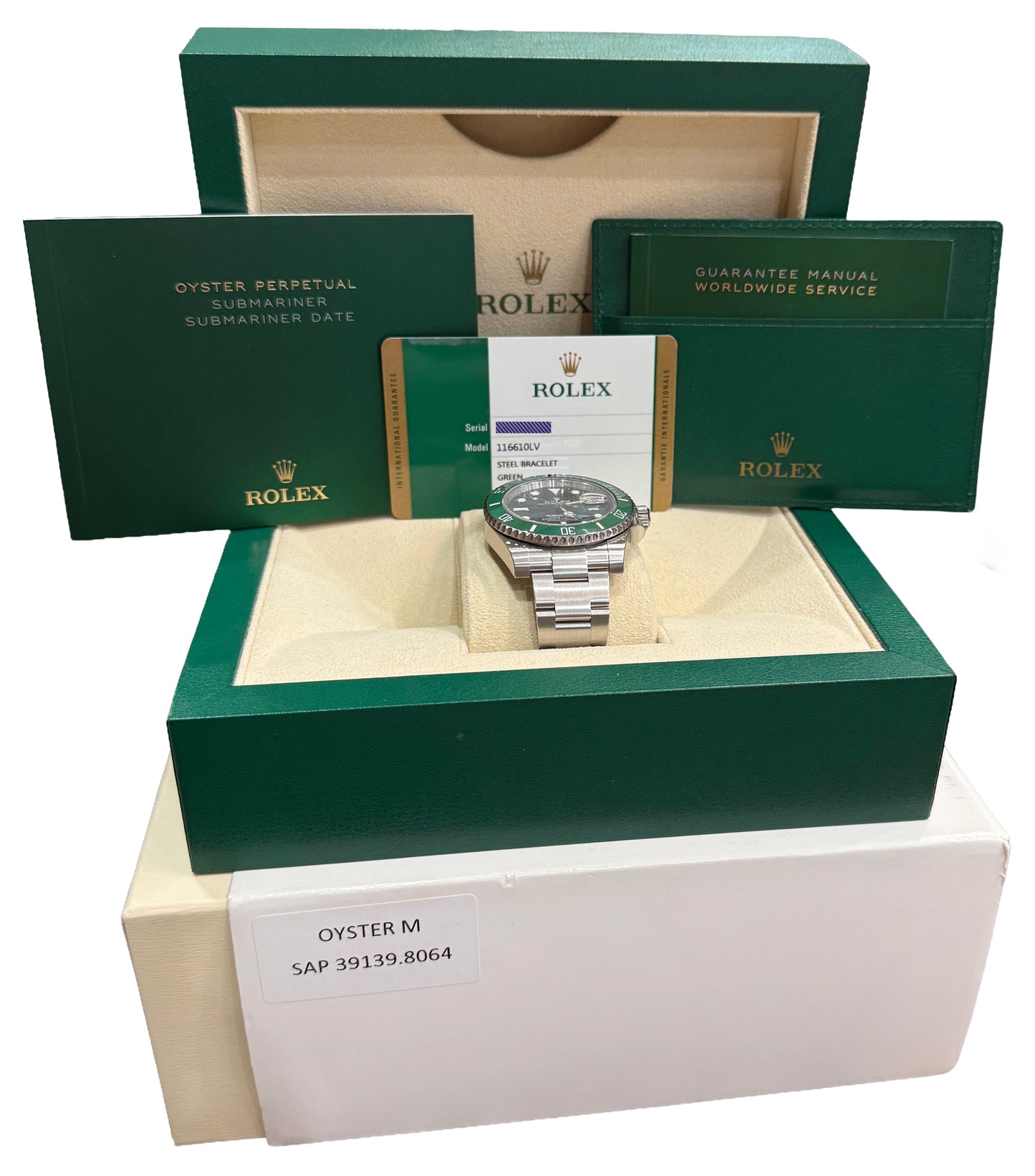 NOS STICKERED 2018 PAPERS Rolex Submariner HULK Steel Green 40mm 116610 LV BOX