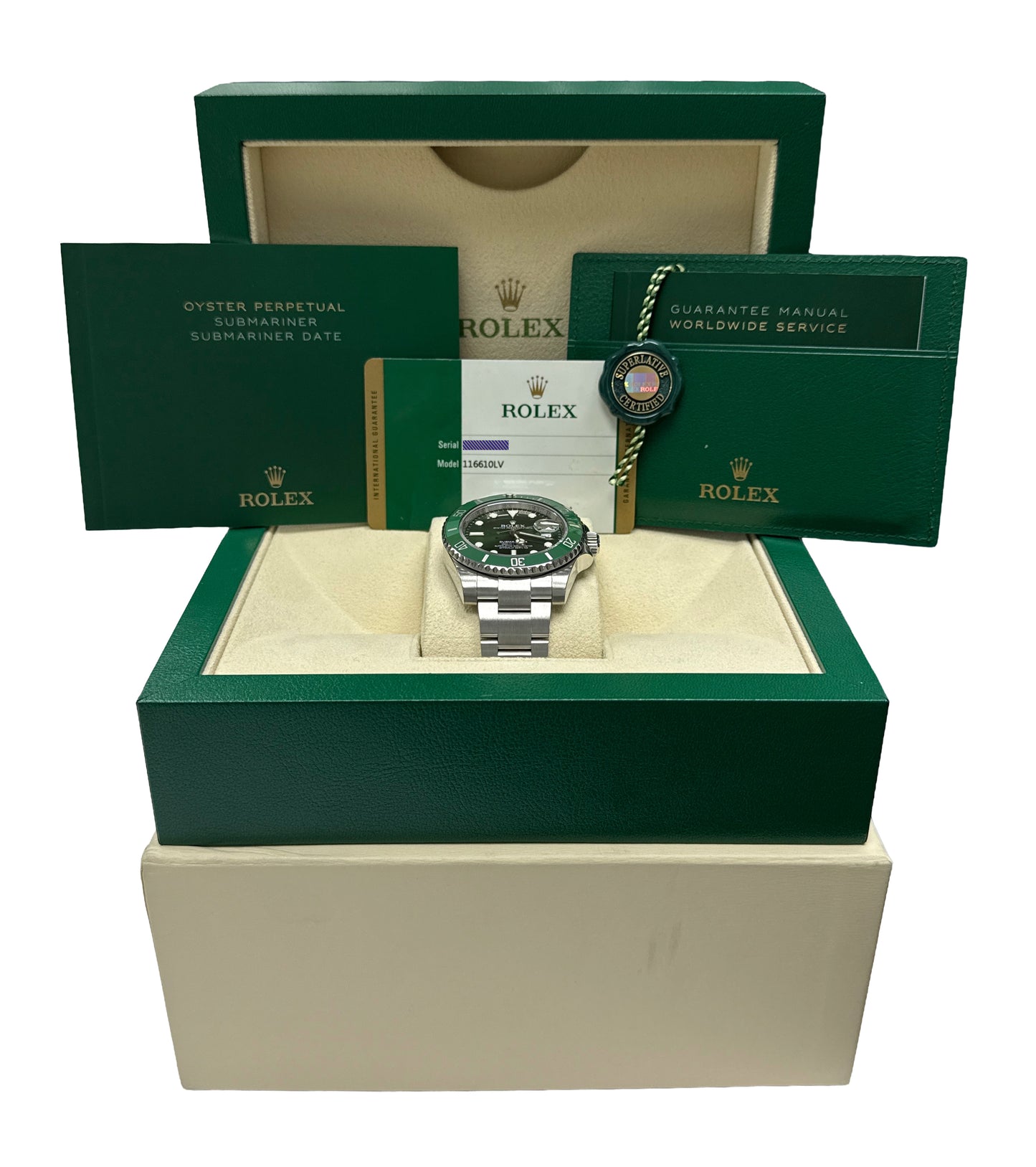 2016 PAPERS Rolex Submariner HULK Ceramic Stainless Green 40mm 116610 LV BOX