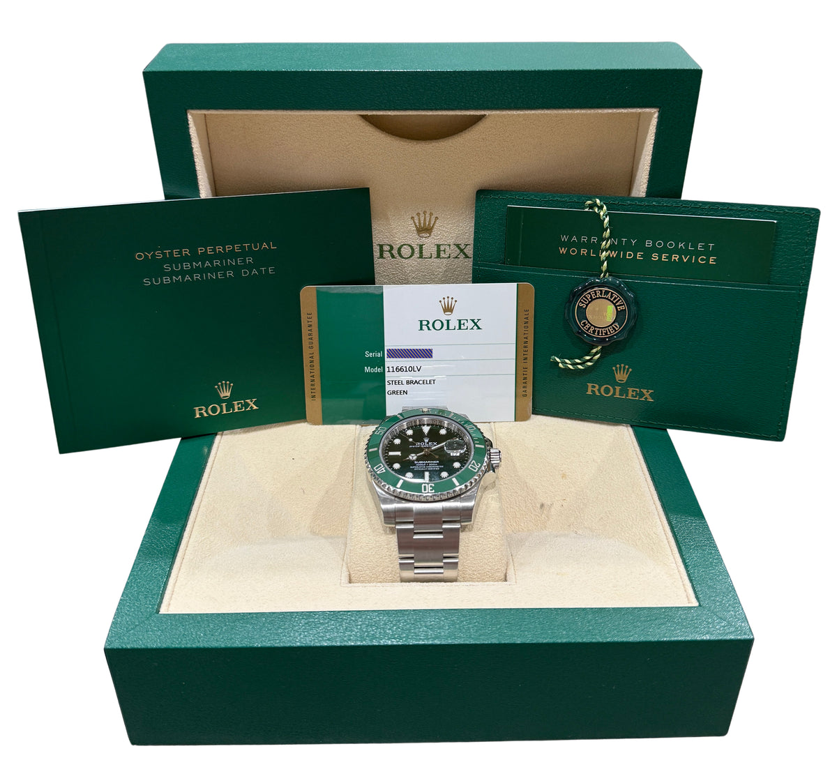 2016 Rolex Submariner 116610 LV Hulk Green Ceramic Steel Oyster 40mm Box Papers