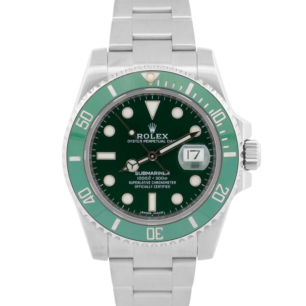 2016 Rolex Submariner 116610 LV Hulk Green Ceramic Steel Oyster 40mm Box Papers