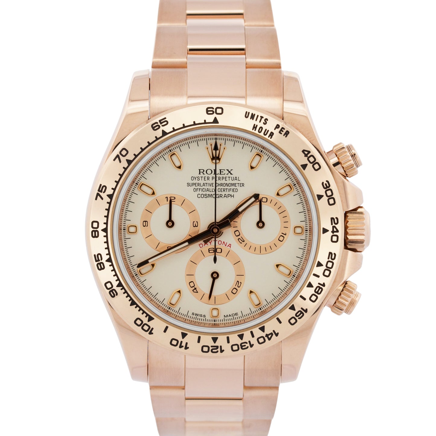 PAPERS Rolex Daytona Cosmograph IVORY 40mm 18K Rose Gold 116505 Watch BOX