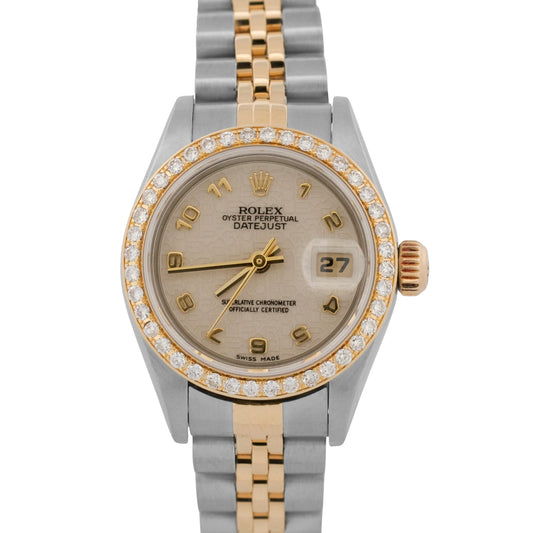 Ladies Rolex DateJust 79163 Ivory Computer Arabic Diamond 18K Steel Jubilee 26mm