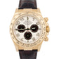 Rolex Daytona Cosmograph IVORY PANDA 18K Yellow Gold Brown Leather 116518 Watch