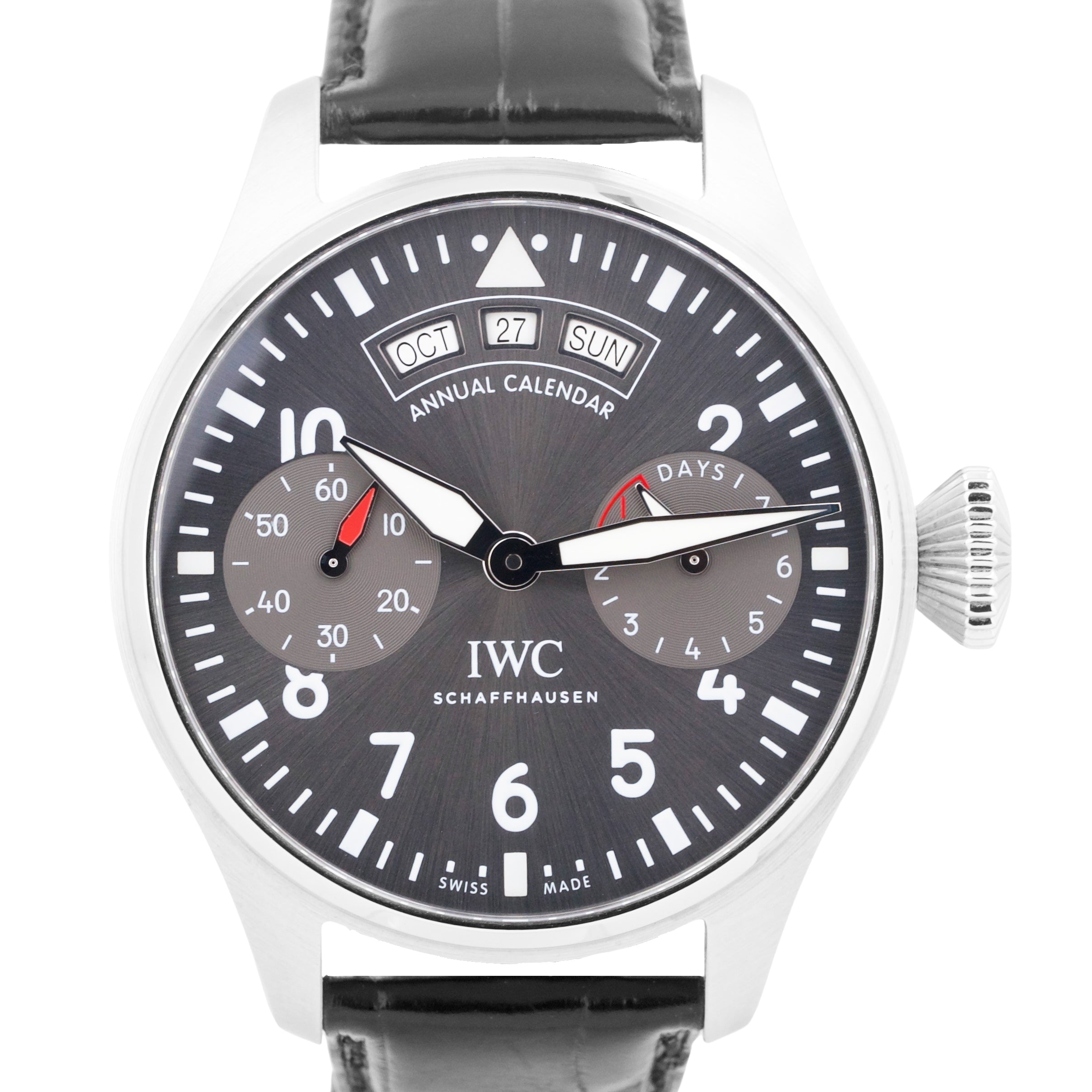 PAPERS IWC Big Pilot Annual Calendar Spitfire Steel RHODIUM 46mm IW502 CollectorsWatches