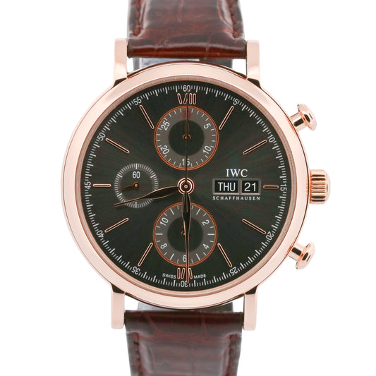 2017 IWC Portofino IW391021 18K Gold Rhodium Leather Automatic 42mm Box Papers