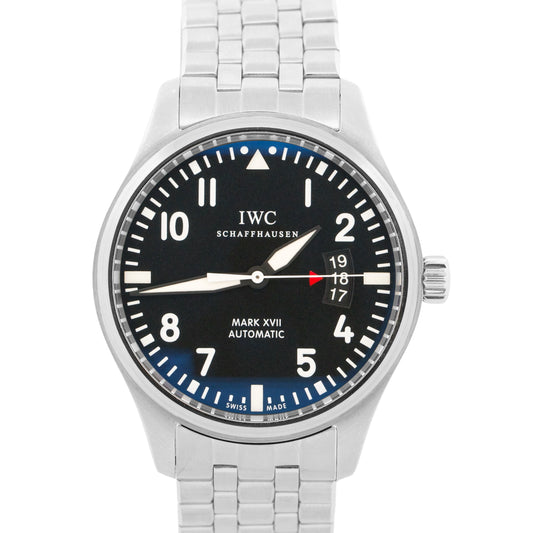 2014 PAPERS IWC Pilot Mark XVII 17 BLACK Arabic 41mm Stainless IW326504 BOX