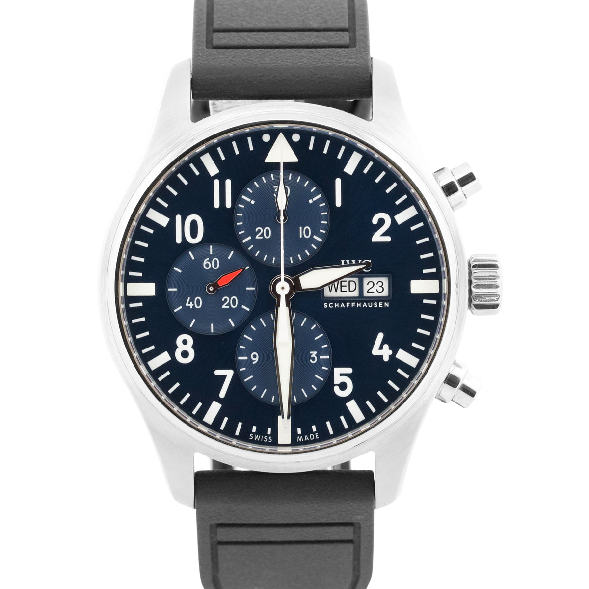 IWC Pilot Le Petit Prince IW377714 Blue 43mm Steel Rubber Chronograph Watch