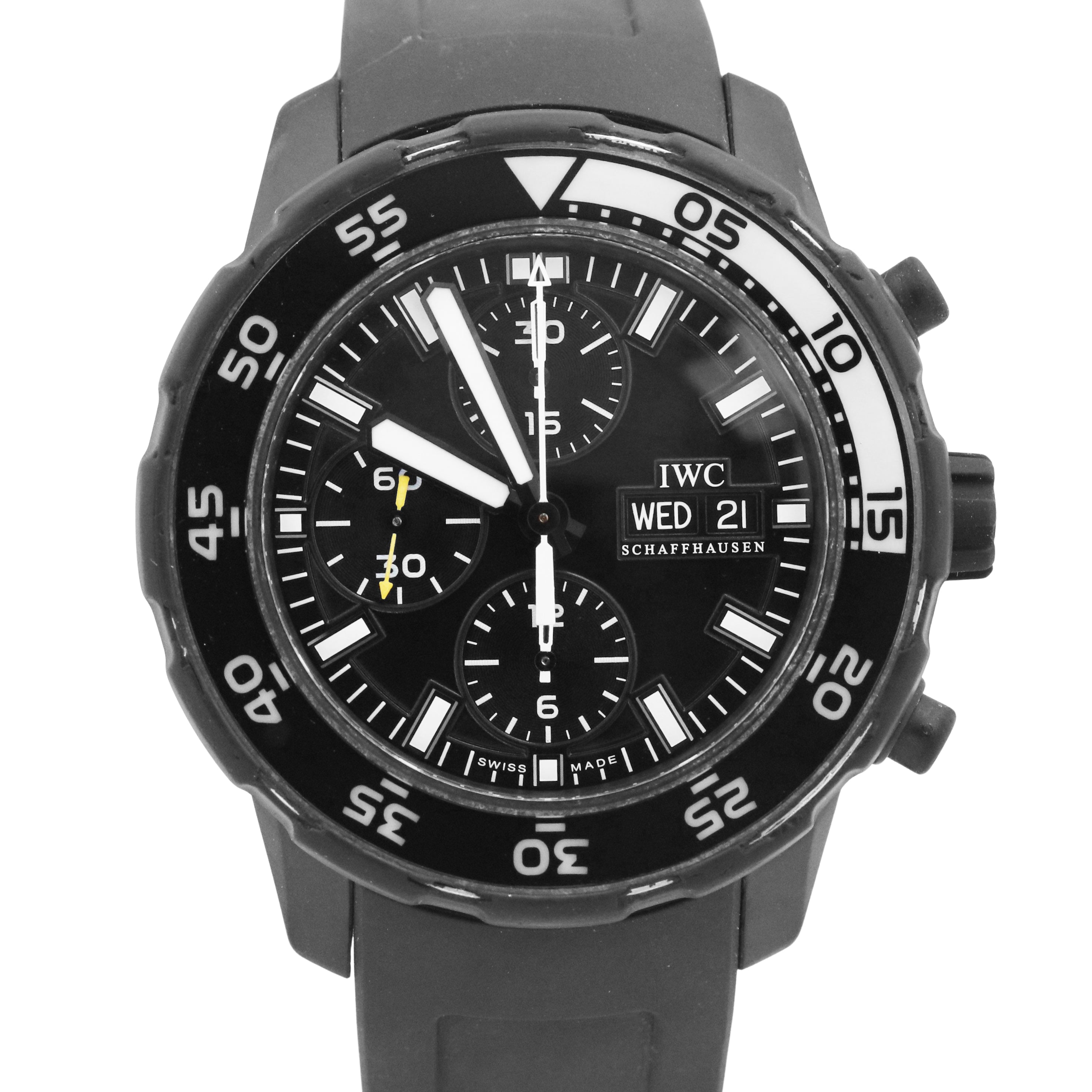 PAPERS IWC Aquatimer Chronograph Galapagos Island 44mm BLACK Rubber IW –  CollectorsWatches