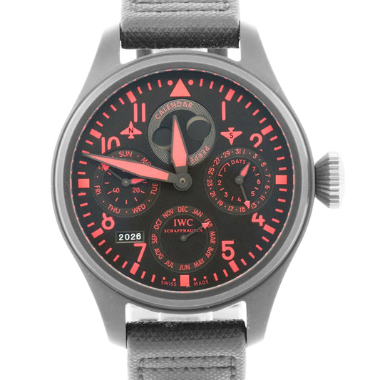 2013 PAPERS IWC Perpetual Calendar Top Gun BLACK CERAMIC Red 48mm IW502903 BOX