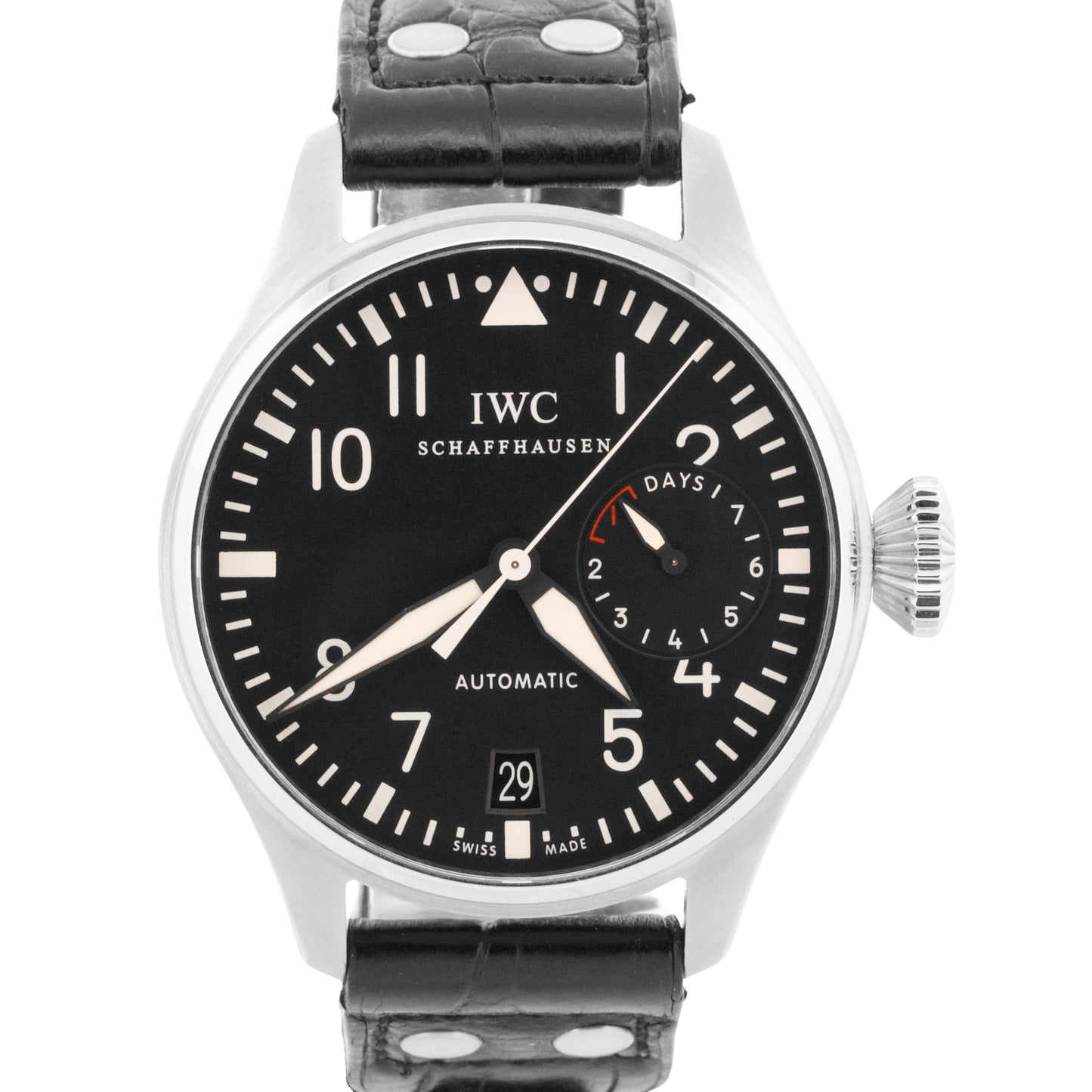 IWC Big Pilot 7-Day Stainless Steel Black 46mm IW500401 Automatic Leather Watch