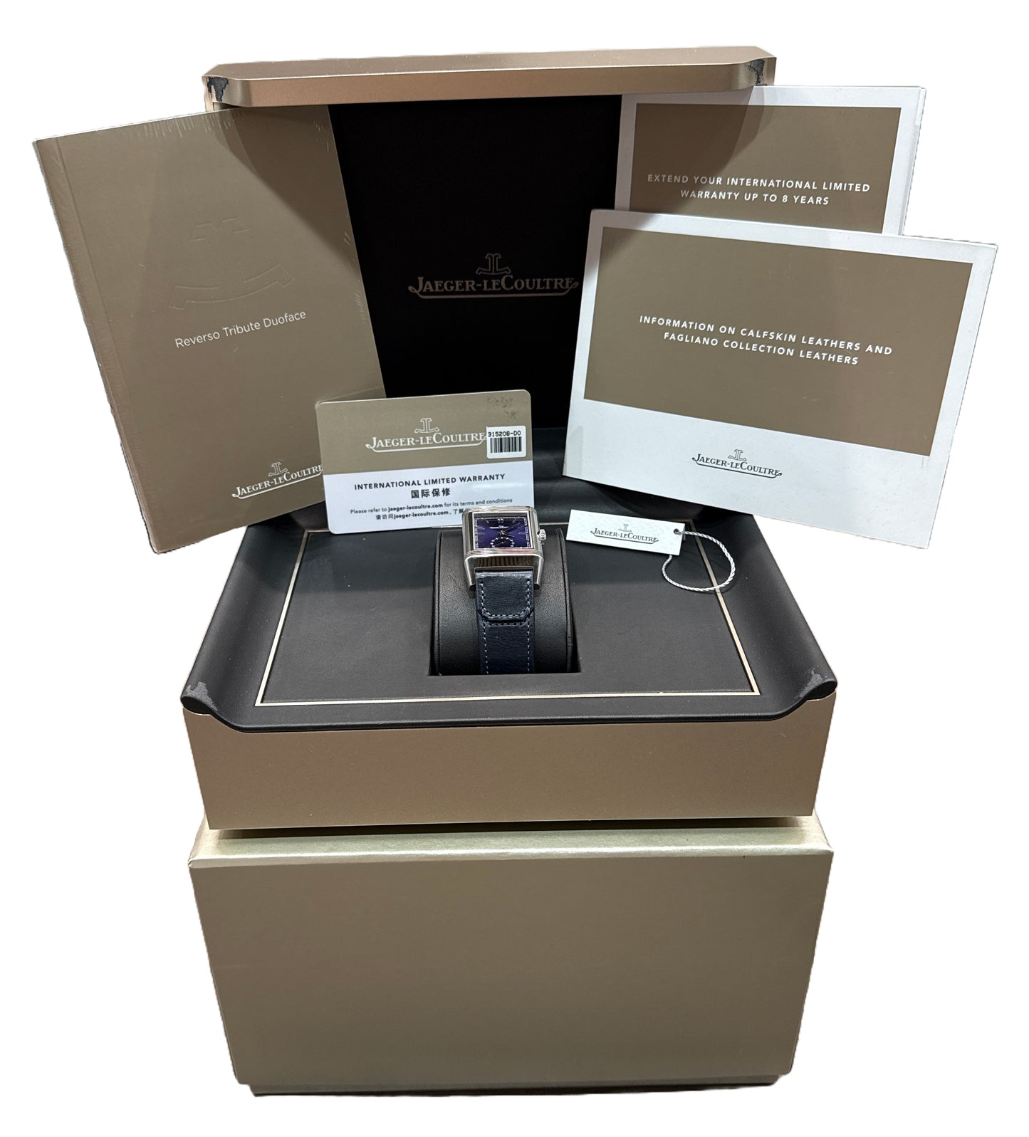 MINT PAPERS Jaeger LeCoultre Reverso Tribute Duoface BLUE SILVER Q3988482 BOX