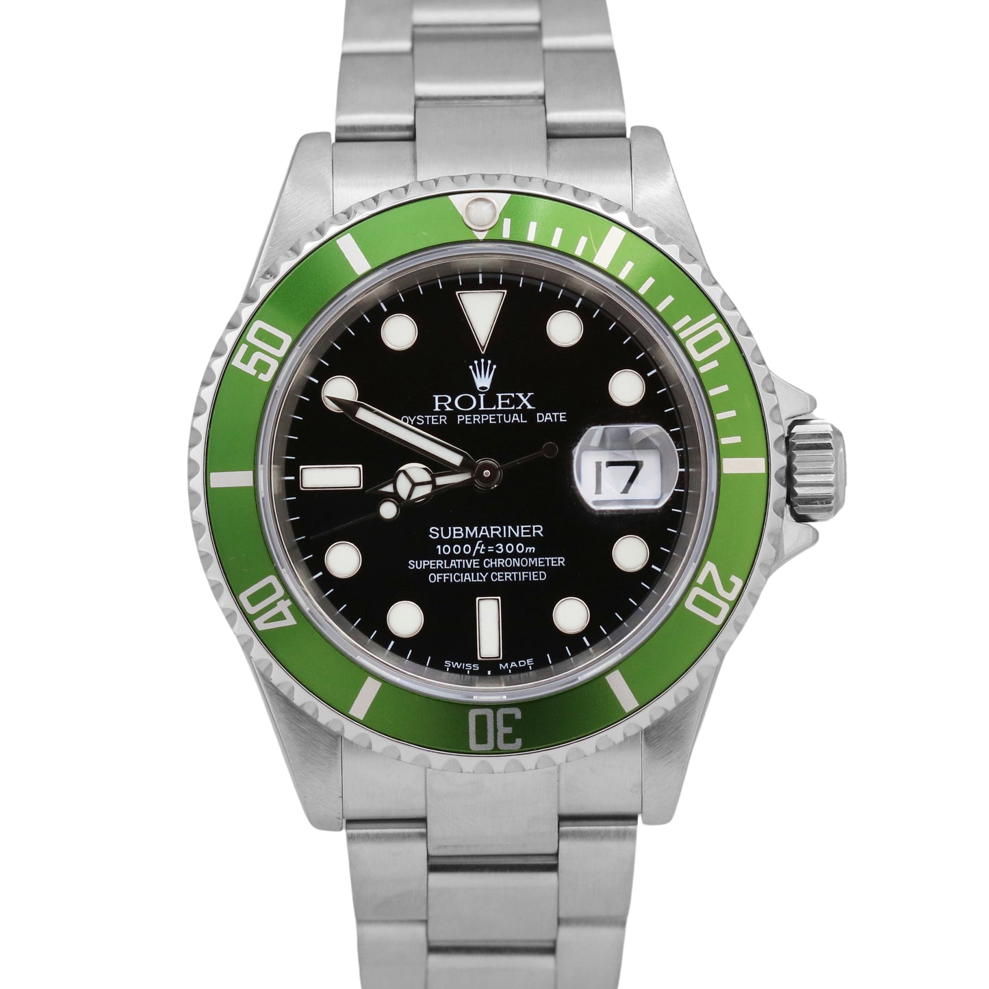 MINT PAPERS Rolex Submariner Date KERMIT Green Stainless Watch 16610 LV BOX