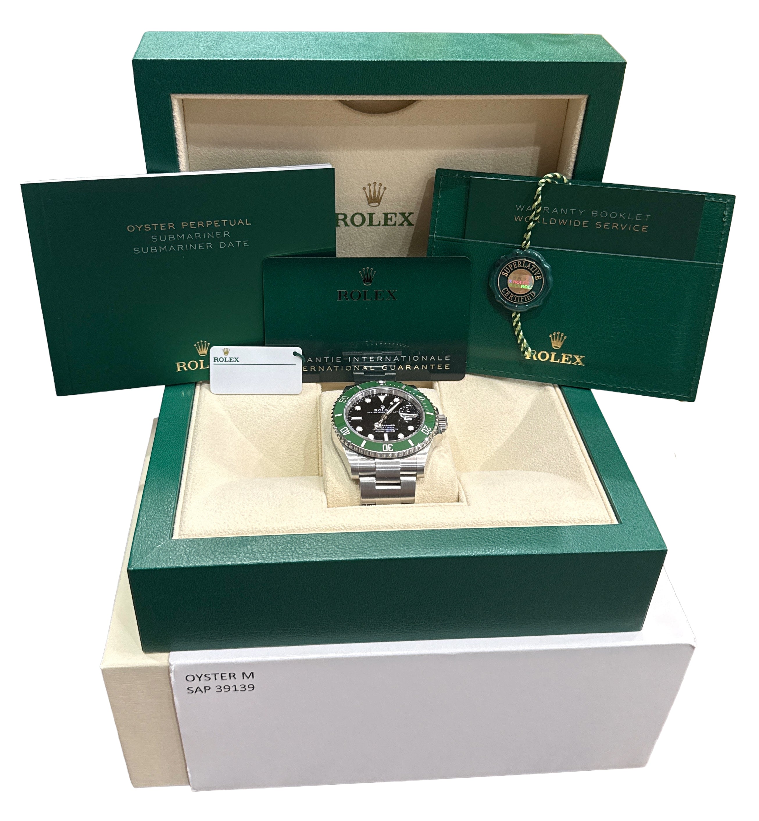 NEW 2024 PAPERS Rolex Submariner 41mm KERMIT Green Steel Ceramic