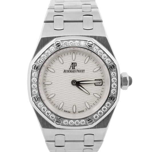 PAPERS Audemars Piguet Lady Royal Oak WHITE DIAMOND Quartz 33mm 67601ST BOX