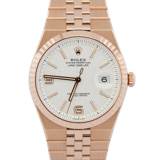 NEW 2026 PAPERS Rolex Land-Dweller 40mm WHITE 18K Rose Gold Watch 127335 BOX