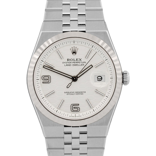 New Stickered Rolex Land-Dweller 127334 40mm White Stainless Steel Box Papers