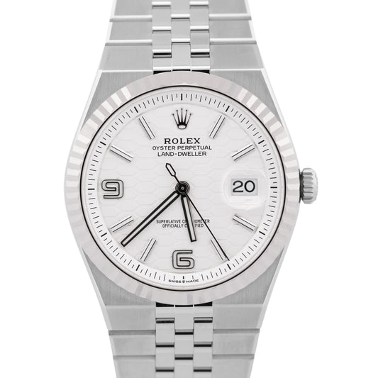NEW MAY 2026 PAPERS Rolex Land-Dweller 40mm WHITE Steel 18K Gold 127334 BOX