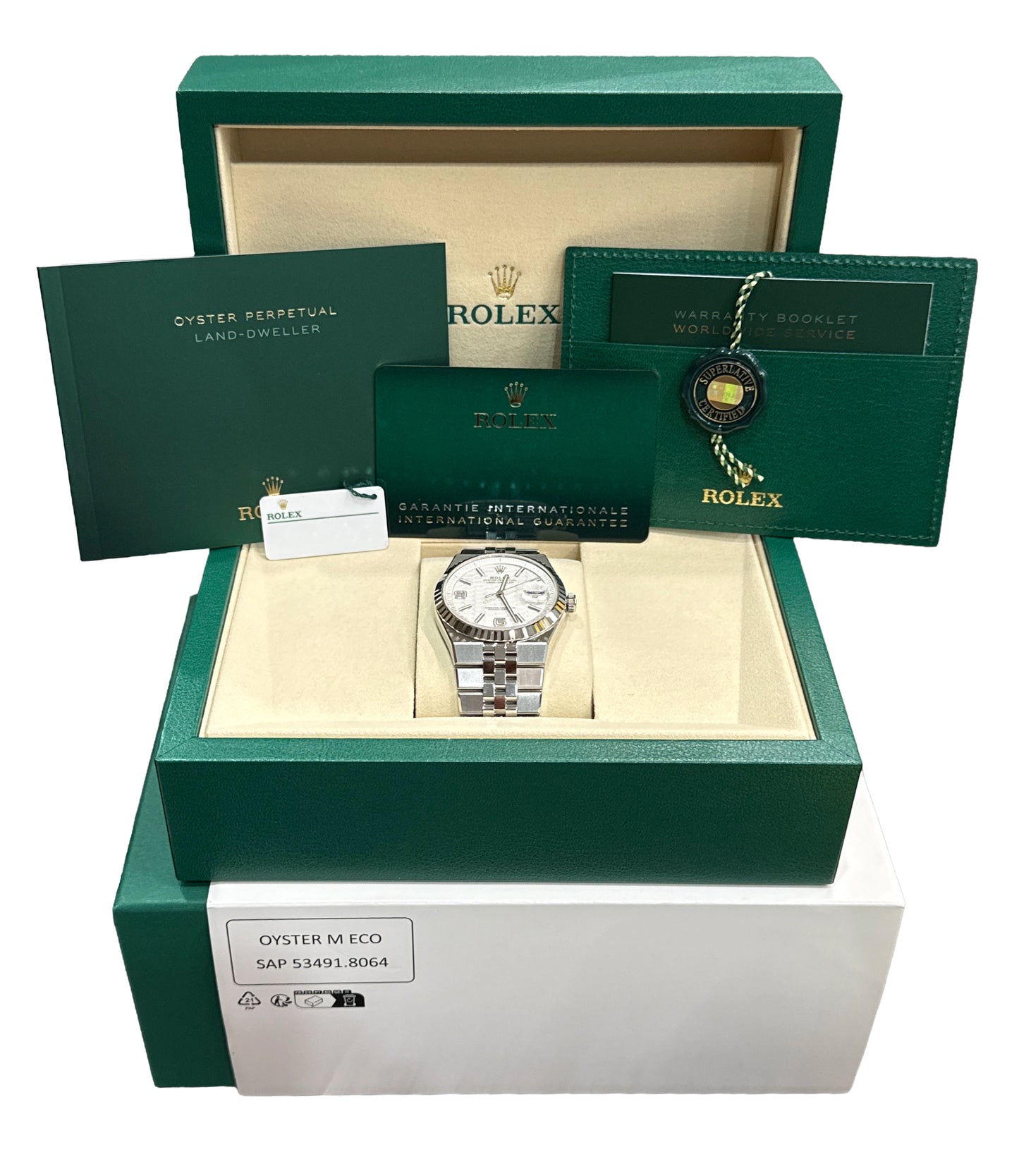 NEW MAY 2026 PAPERS Rolex Land-Dweller 40mm WHITE Stainless Steel 127334 BOX