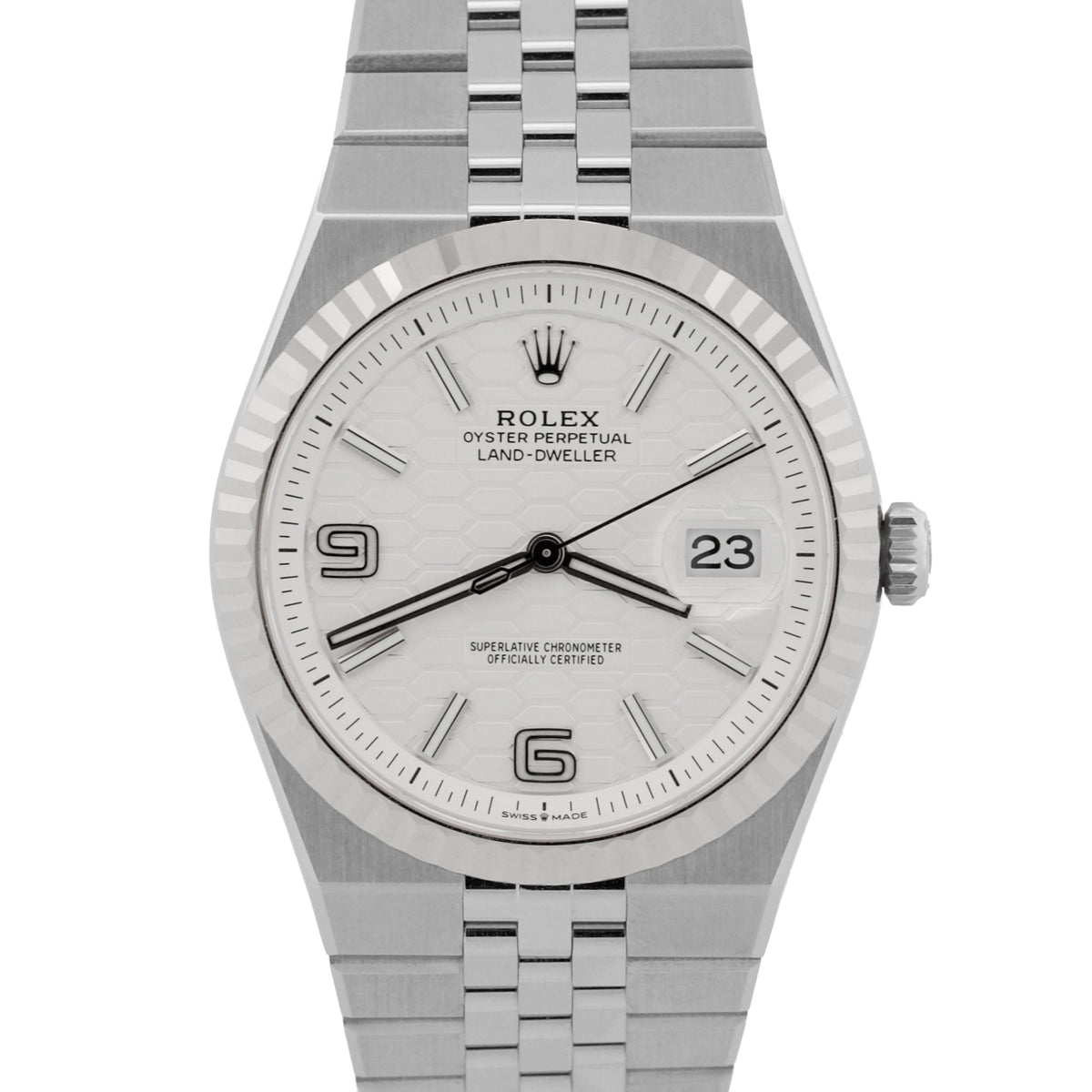 New Sept 2026 Rolex Land-Dweller 127334 White Stainless Steel 40mm Box Papers